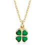 GELIN 14k Yellow Gold Shamrock Clover Irish with Green Stone Pendant Chain Necklace for Women, 18''