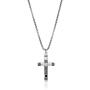 Steve Madden Stainless Steel 26 Inch Textured Design Squared Rolo Chain Cross Pendant Necklace for Men