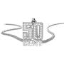 Sliver Necklace with 50 Cent Pendant for Men,Stainless Steel Rhinestone Jewelry,Rapper Chains Iced Out Pendants with 28 Inches