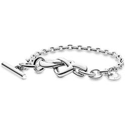 Pandora Jewelry Knotted Heart T-Bar Sterling Silver Bracelet
