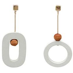 Wood Circle Dangle Drop Earrings Geometric Wooden Bead Square Hoop Earrings for Women Girls Jewelry