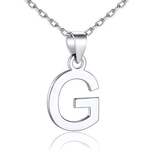 SILVERCUTE 925 Sterling Silver 26 Letters Pendant Cute Choker Chain with Monogram Charm Tiny Initial Necklace for Women Girls, Polished or CZ Style, with Gift Box