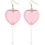 Funny Heart Lollipop Drop Dangle Earrings Set Ball Candy Multicolor Resin Cartoon for Women Girl Exaggerated Friendship BFF Food Jewelry