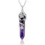CrystalTears Silver Flower Wrapped Natural Crystal Stone Necklace Hexagonal Crystal Point Gemstone Pendant Necklace Jewelry for Women Girls