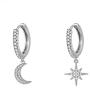 WeimanJewelry Cubic Zirconia CZ Moon Star Dangle Hoop Earrings for Women