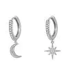 WeimanJewelry Cubic Zirconia CZ Moon Star Dangle Hoop Earrings for Women WeimanJewelry Cubic Zirconia CZ Moon Star Dangle Hoop Earrings for Women