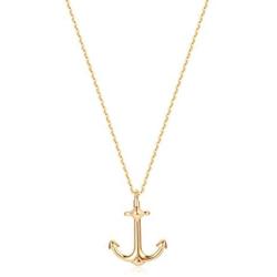VACRONA Gold Anchor Necklace 14K Gold Plated Over Brass Long Chain Pendant Dainty Jewelry Women Gift for Her