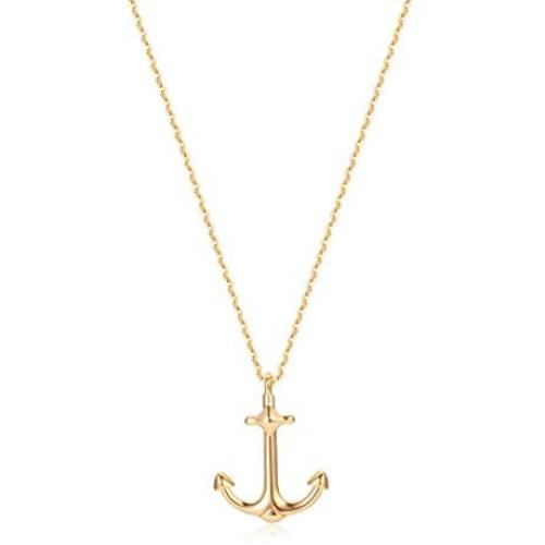VACRONA Gold Anchor Necklace 14K Gold Plated Over Brass Long Chain Pendant Dainty Jewelry Women Gift for Her