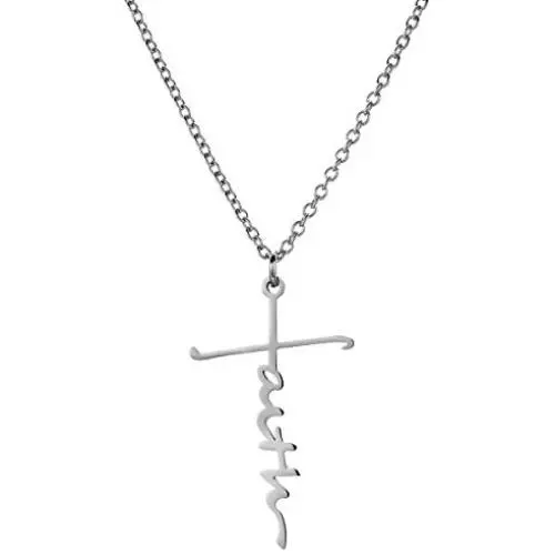 BTF Faith Inspriational Jewelry Womens Stainless Steel Jesus Cross Pendant Faith Necklace BTF Faith Inspriational Jewelry Womens Stainless Steel Jesus Cross Pendant Faith Necklace