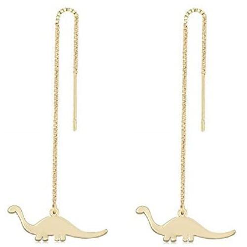 NOUMANDA Fashion Charm Dinosaur Dangle Earrings Long Ear Line Cute Tiny Animal Jewelry for Women Girls