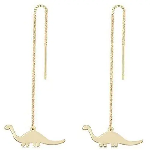 NOUMANDA Fashion Charm Dinosaur Dangle Earrings Long Ear Line Cute Tiny Animal Jewelry for Women Girls