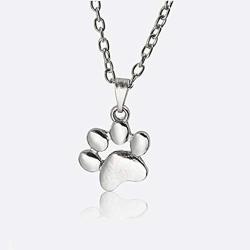 Shegirl Dog Cat Paw Necklace Lovely Animal Choker Necklace Silver Dainty Paw Print Pendant Necklace Minimalist Jewelry for Women and Girls (Silver)