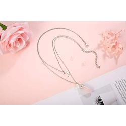 XIANNVXI Layered Crescent Moon Necklace Healing Crystal Stone Point Pendant Necklaces Reiki Witch Gemstone Dainty Jewelry for Women
