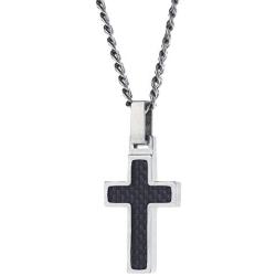 Unique GESTALT Midsize Titanium Cross Necklace with Black Carbon Fiber Inlay.