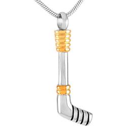 Hockey Stick Cremation Jewelry for Ashes Pendant Urns Pet Human Stainless Steel Memorial Necklace