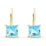 Princess Cut Simulated Aquamarine Lever Back Drop Earrings in 14k Gold Over Sterling Silver (2 cttw) Princess Cut Simulated Aquamarine Lever Back Drop Earrings in 14k Gold Over Sterling Silver (2 cttw)