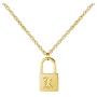 MEMGIFT 18K Real Gold Dainty Initial Lock Necklace Cute Simple Minimalist Personalized Jewelry Letter Engraved for Girlfriend Wife Mom Daughter Best Friend Sister Fiancee