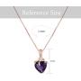 Brishow Fashion Bride Wedding Rose Gold Pendant Necklace Chain Purple Rhinestone Lover Heart Pendant Necklaces Crystal Bridal Chains Jewelry Accessories for Women and Girls