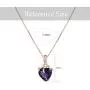 Brishow Fashion Bride Wedding Rose Gold Pendant Necklace Chain Purple Rhinestone Lover Heart Pendant Necklaces Crystal Bridal Chains Jewelry Accessories for Women and Girls