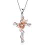 Sllaiss Sterling Silver Rose Cross Pendant Necklace White/Rose Gold Plated Crystals From Austria Religious Faith Jewelry For Women