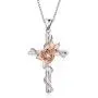 Sllaiss Sterling Silver Rose Cross Pendant Necklace White/Rose Gold Plated Crystals From Austria Religious Faith Jewelry For Women