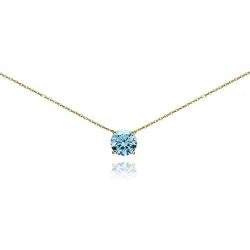 Yellow Gold Flashed Sterling Silver Solitaire Choker Necklace Made with Swarovski Crystal