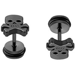 Stainless Steel Pirate Skull Stud Earrings Women Men Punk Body Piercing Earrings