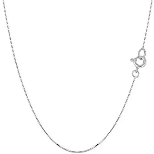 18 inch 14k SOlID Yellow OR White Gold 0.4mm Box Link Chain Necklace for pendant and charms with Spring Ring Clasp Womens and Mens Chains Jewlery 18 inch 14k SOlID Yellow OR White Gold 0.4mm Box Link Chain Necklace for pendant and charms with Spring Ring Clasp Womens and Mens Chains Jewlery