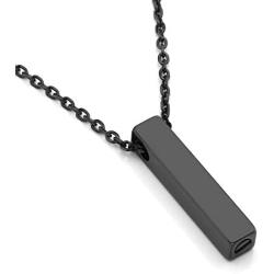 PiercingJ Free Engraving Personalized Custom Stainless Steel Urn Memorial Pendant Bar Necklace Bottle Locket Memorial Ash Keepsake Cremation Jewelry Funnel Fill Kit + Box