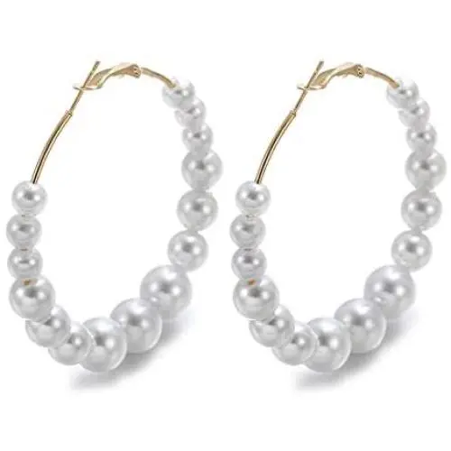 Gold Pearl Hoop Earrings for Women Fashion Lightweight Pearl Earrings Drop Dangle Earrings for Girls Jewelry Gifts Gold Pearl Hoop Earrings for Women Fashion Lightweight Pearl Earrings Drop Dangle Earrings for Girls Jewelry Gifts