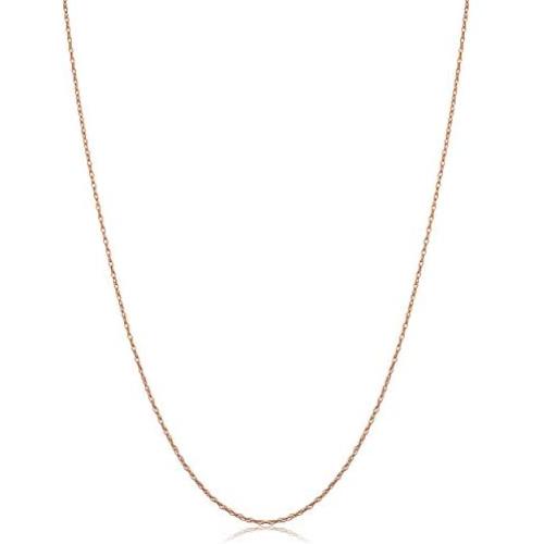 Kooljewelry 14k Rose Gold Dainty Rope Chain Necklace (0.7 mm)