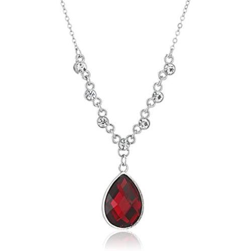 1928 Jewelry Silver-Tone Teardrop Adjustable Pendant Necklace, 16''