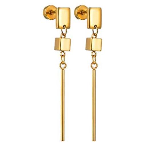 Heavstjer Fashion Piercing Tragus Cartilage Screw Stud Earrings Bar Long Dangle Drop Earrings