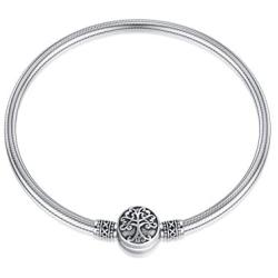 LONAGO Jewelry Moments Family Tree Snake Chain Charm 925 Sterling Silver Bracelet Fit Pandora Charm Birthday Gift for Women Mom