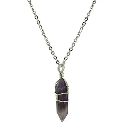 Paialco Jewelry Hand Wired Healing Crystal Point Chakra Pendant Necklace