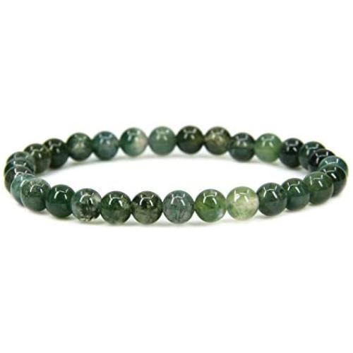 Handmade Gem Semi Precious Gemstone 6mm Round Beads Stretch Bracelet 7'' Unisex
