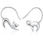 Cat Dangle Earrings 925 Sterling Silver Pull Through Animal Cat Hoop Earrings for Women Christmas Gifts(Cat earrings 1)