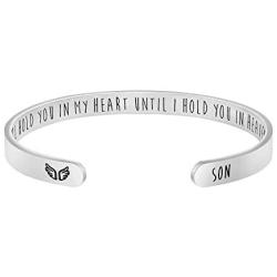 Joycuff Memorial Cuff Bracelet Sympathy Gift for Loss One Loved Remembrance in Memory of Jewelry Engraved I Will Hold You in My Heart Until I Hold You in Heaven