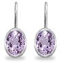 Sterling Silver Genuine or Synthetic Gemstone 7x5mm Oval Bezel-Set Dainty Leverback Earrings