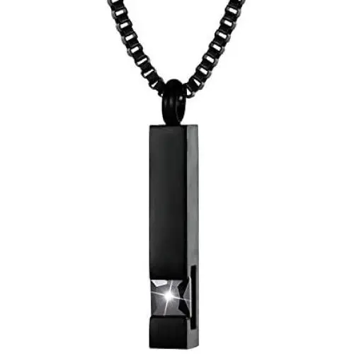 Black Square Zircon Bar Cremation Urn Necklace for Ashes Memorial Pendant stainless steel Jewelry Black Square Zircon Bar Cremation Urn Necklace for Ashes Memorial Pendant stainless steel Jewelry