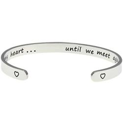 LParkin Loss of Loved One Memory Bracelet Carried in My Heart Until We Meet Again in Heaven Memorial Cuff Bracelet Miscarriage Jewelry