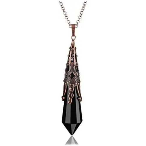 JOVIVI Natural Black Obsidian Crystal Necklace 12 Facted Therapy Healing Dowsing Divination Pendulum Pendant Reiki Charged Chakra Balancing JOVIVI Natural Black Obsidian Crystal Necklace 12 Facted Therapy Healing Dowsing Divination Pendulum Pendant Reiki Charged Chakra Balancing