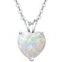 FANCIME Valentines Day Gifts Heart Necklace for Women Sterling Silver Created White Opal Necklace Cubic Zirconia CZ Danity Fine Jewelry for Women 16+2 inches Extender