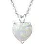 FANCIME Valentines Day Gifts Heart Necklace for Women Sterling Silver Created White Opal Necklace Cubic Zirconia CZ Danity Fine Jewelry for Women 16+2 inches Extender