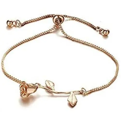 JczR.Y Fashion Red Rose Chain Bracelet Charm for Women Simple Temperament Flower Bracelet Link Ornaments Jewelry JczR.Y Fashion Red Rose Chain Bracelet Charm for Women Simple Temperament Flower Bracelet Link Ornaments Jewelry