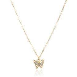 W WOOGGE Gold Layered Necklace Butterfly Choker Chain Gift Jewelry for Women and Girls
