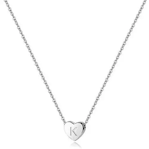 Turandoss S925 Sterling Silver Initial Necklace for Girls Women, Dainty Hypoallergenic Sterling Silver Letter Initial Heart Necklace for Teen Girls Kids Jewelry Gifts