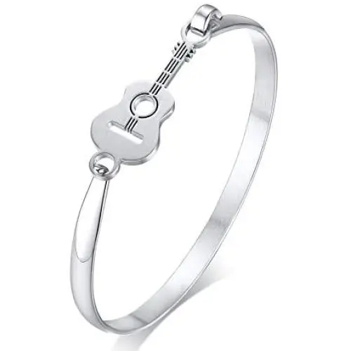 MEALGUET Stainless Steel Guitar Bangle Bracelets Jewelry Gift for Music Lover for Men Women MEALGUET Stainless Steel Guitar Bangle Bracelets Jewelry Gift for Music Lover for Men Women