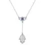 PEIMKO Y Lariat 925 Sterling Silver Hamsa hand Evil Eye Pendant Necklace, Cubic Zirconia Protection Amulet Necklace for Women PEIMKO Y Lariat 925 Sterling Silver Hamsa hand Evil Eye Pendant Necklace, Cubic Zirconia Protection Amulet Necklace for Women