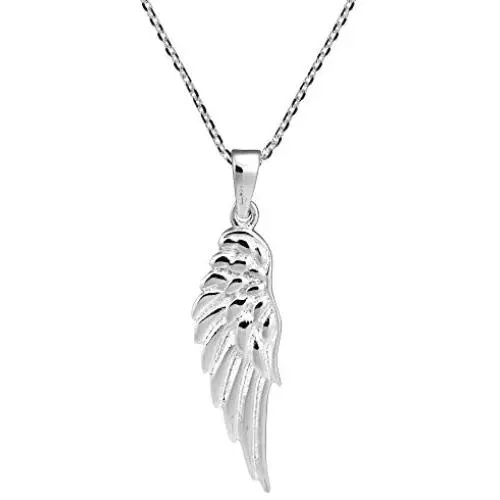 Enchanting Single Angel Wing .925 Sterling Silver Pendant Necklace Enchanting Single Angel Wing .925 Sterling Silver Pendant Necklace
